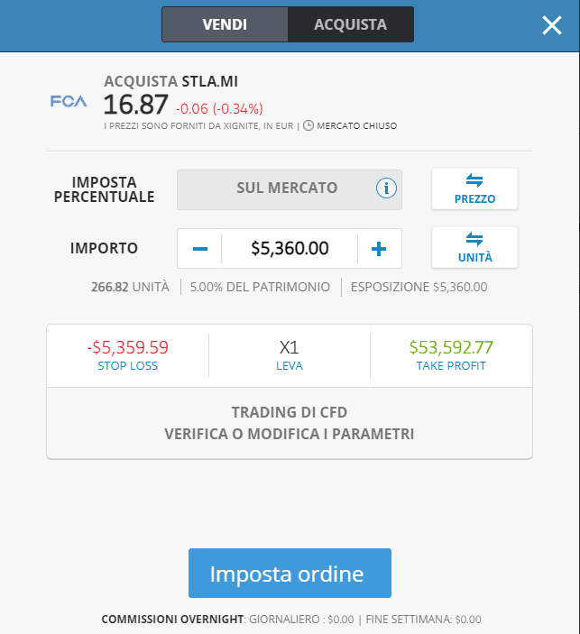 confermare l'acquisto delle azioni stellantis sulla piattaforma di trading