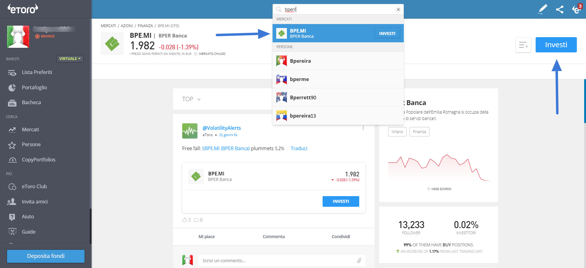 comprare azioni bper usando eToro come fare