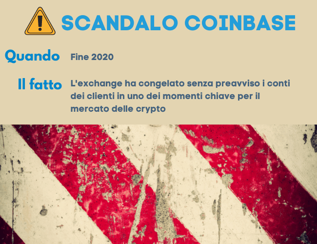 scandalo coinbase congela i conti dei clienti