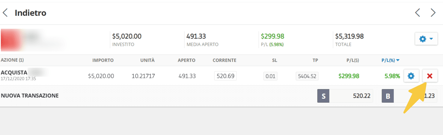 come vendere un pacchetto di azioni su eToro e chiudere la posisizione