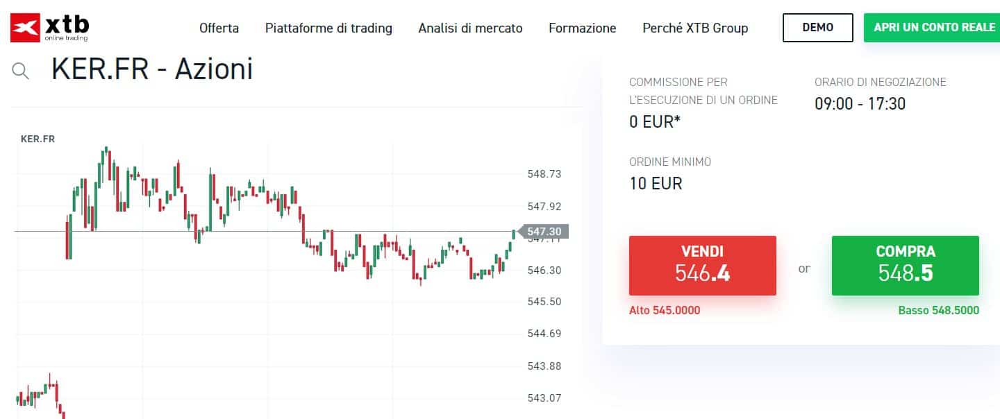 comprare azioni kering con XTB