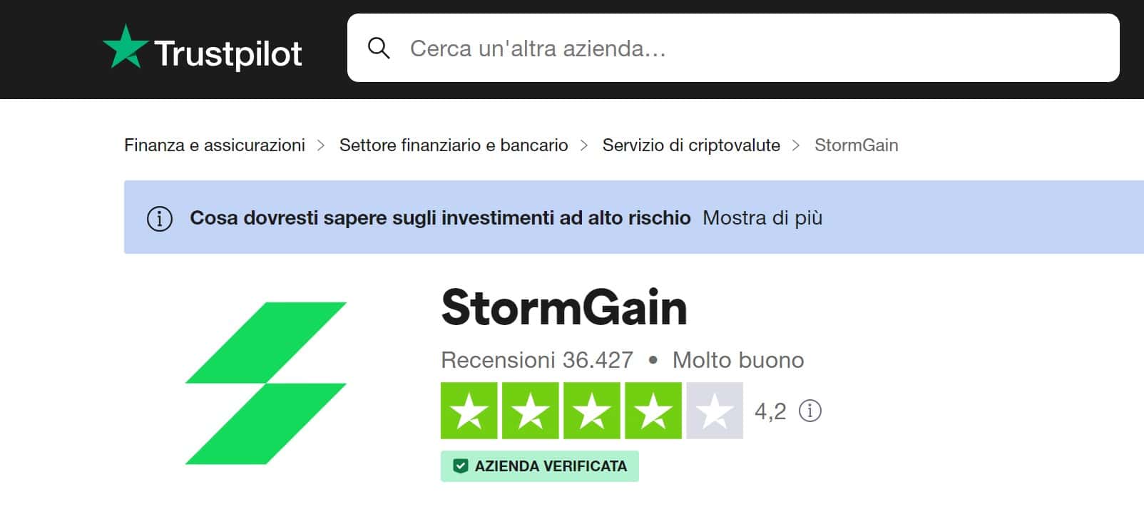 StormGain recensioni e opinioni